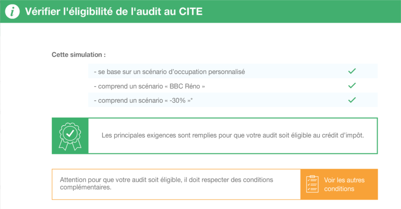 screen CAP RENOV+ point information sur l'éligibilite à l'audit CITE