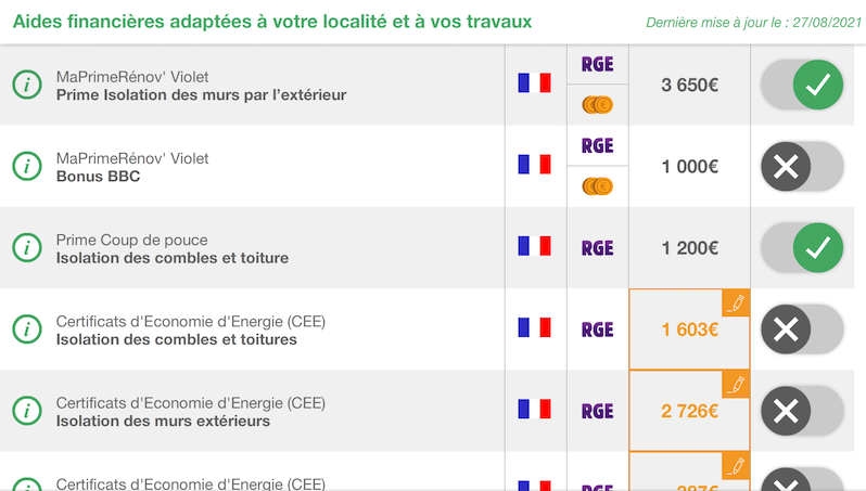 screen de la page des aides à la rénovation dasn cap-renov