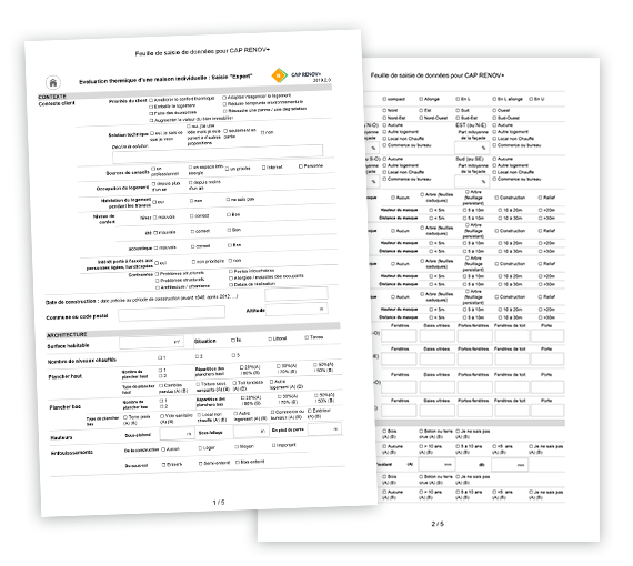 Fiche de saisie manuelle de CAP RENOV+