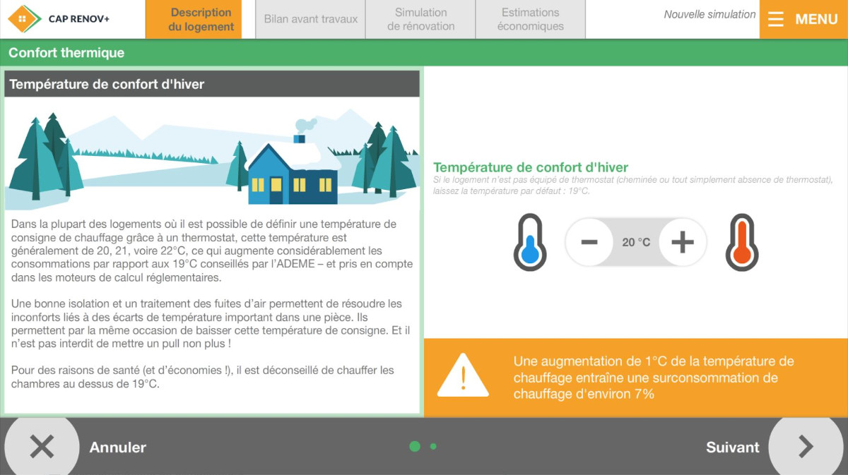 Gestion de la température de confort d'hiver