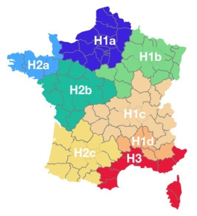 Carte des zones climatiques en France métropolitaine