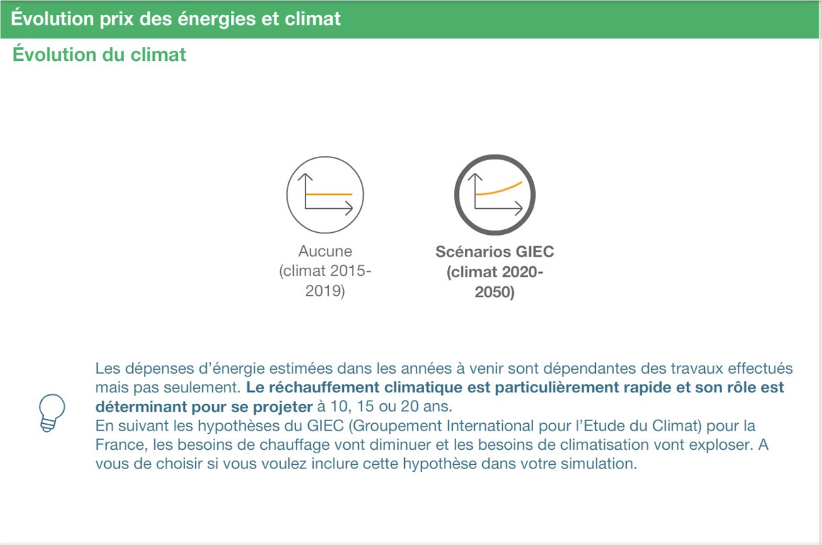 personnalisation des données climatiques dans un scénario de rénovation après CAP RENOV+