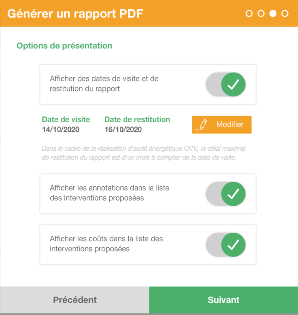 screen générer rapport étape 3