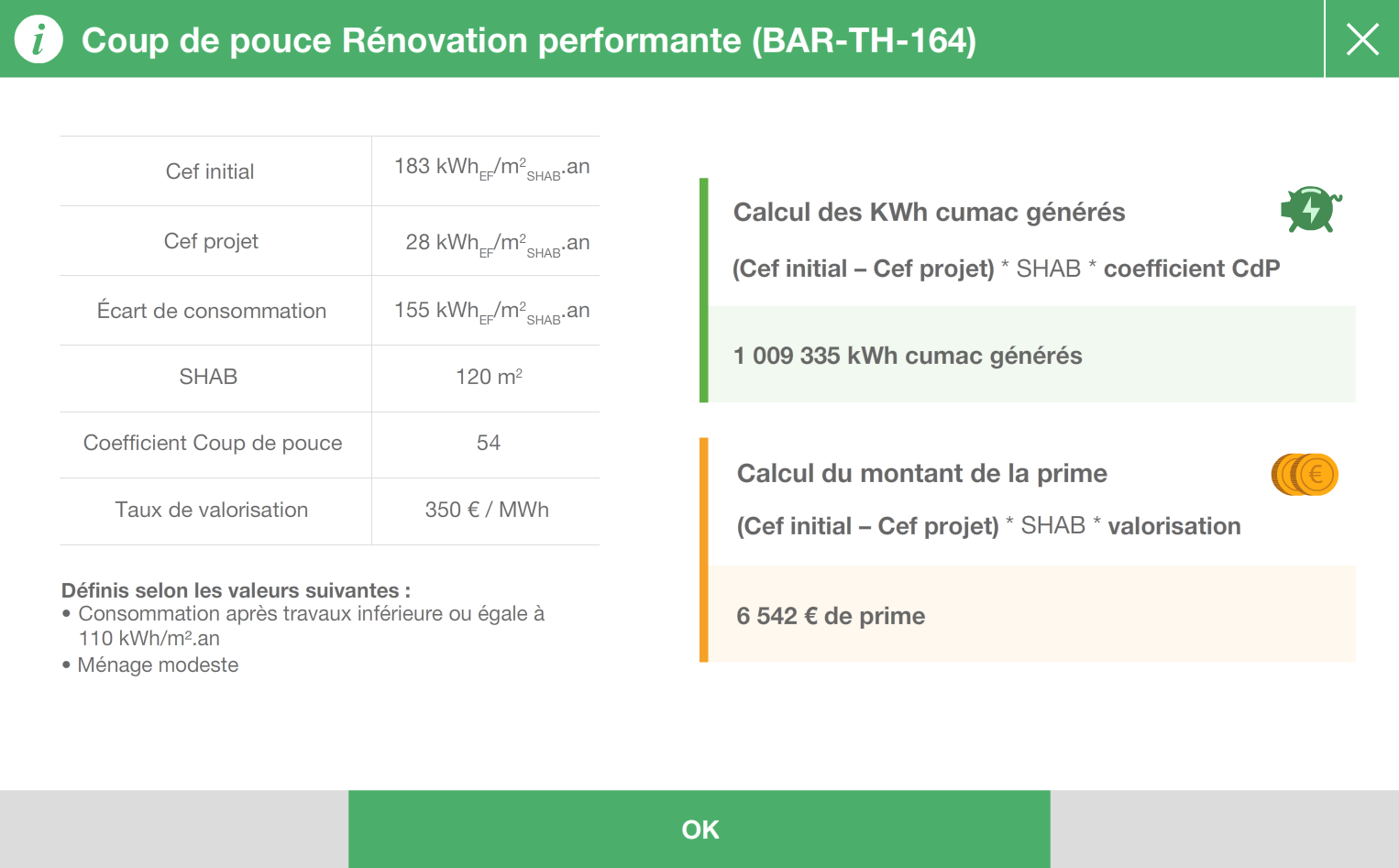 Détail de calcul du Coup de pouce