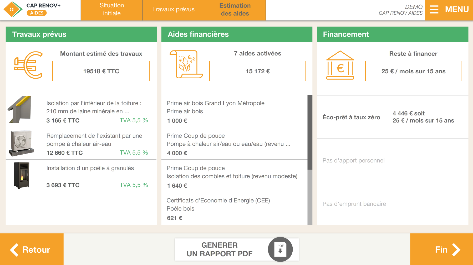 page caprenov de synthese du cout des travaux